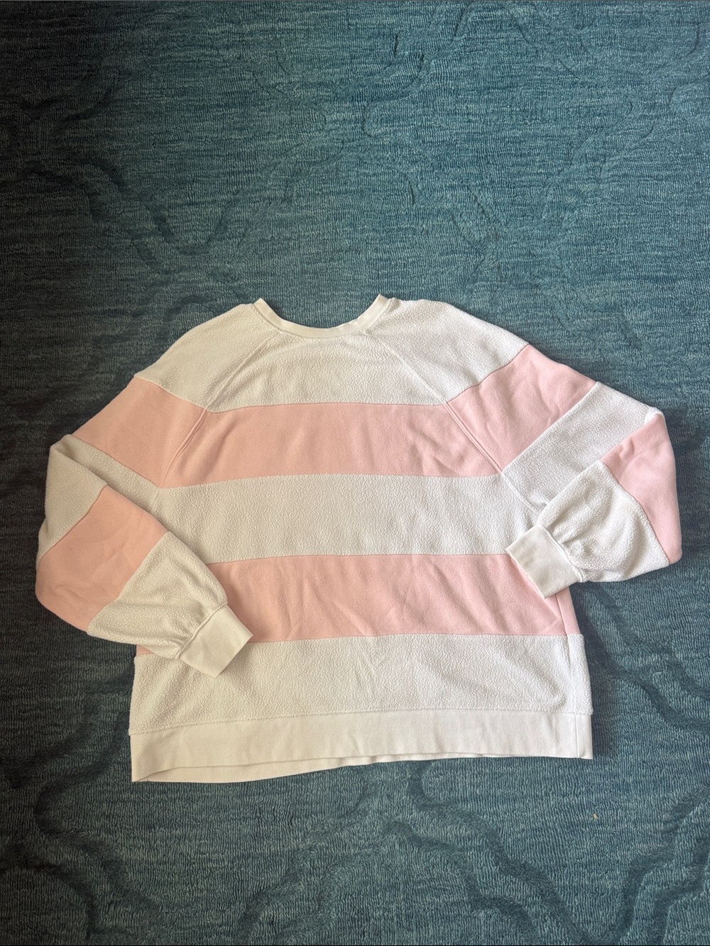 GAP Pink and White Striped Crewneck Sweater